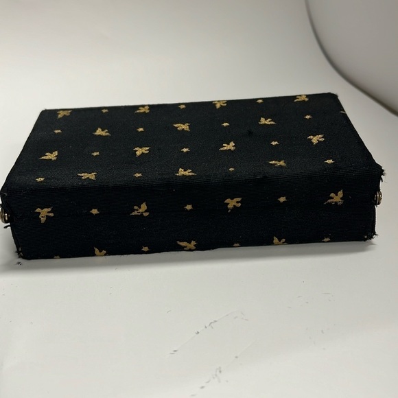 Vintage 60s Belding Corticelli Gold & Black Structured Brocade Box Clutch Case - Picture 5 of 11